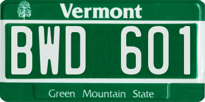 VT license plate BWD601