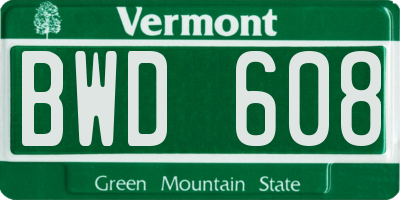 VT license plate BWD608