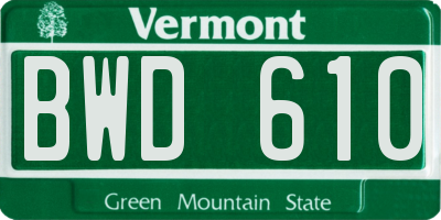 VT license plate BWD610
