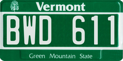 VT license plate BWD611
