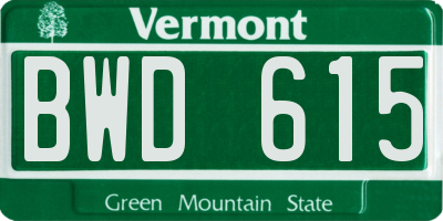 VT license plate BWD615