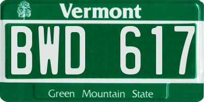 VT license plate BWD617