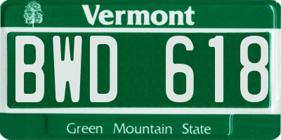 VT license plate BWD618