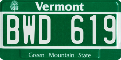 VT license plate BWD619