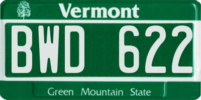 VT license plate BWD622