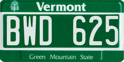 VT license plate BWD625