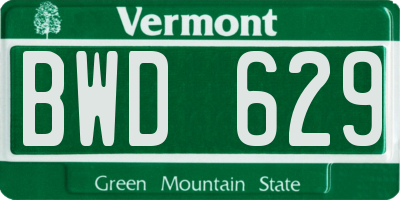 VT license plate BWD629