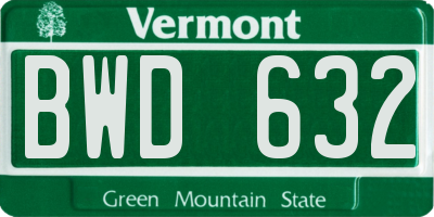 VT license plate BWD632