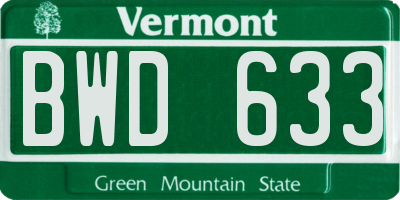 VT license plate BWD633
