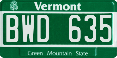 VT license plate BWD635