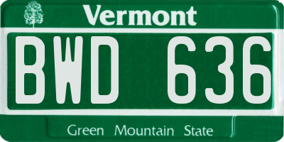 VT license plate BWD636