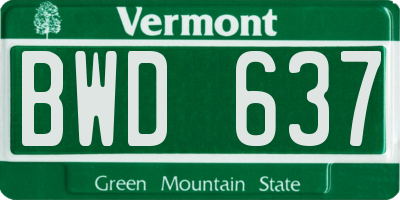 VT license plate BWD637