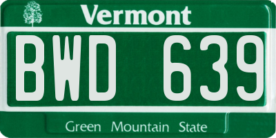 VT license plate BWD639
