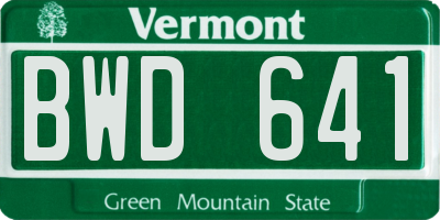 VT license plate BWD641