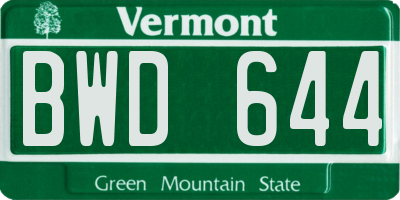 VT license plate BWD644