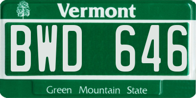 VT license plate BWD646