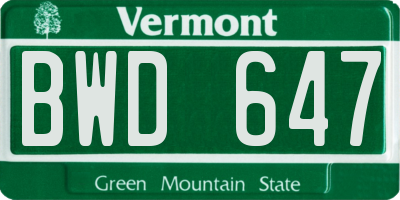 VT license plate BWD647