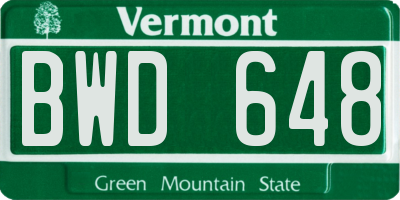 VT license plate BWD648