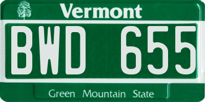 VT license plate BWD655