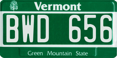 VT license plate BWD656