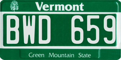 VT license plate BWD659