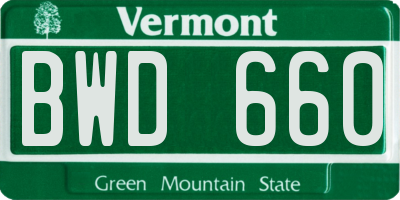 VT license plate BWD660