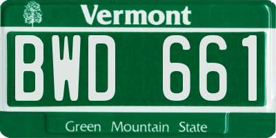 VT license plate BWD661