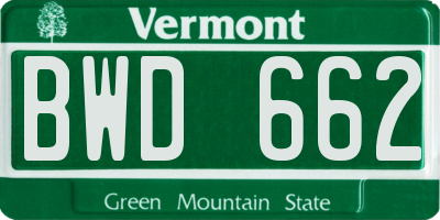 VT license plate BWD662