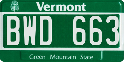VT license plate BWD663