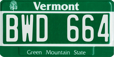 VT license plate BWD664