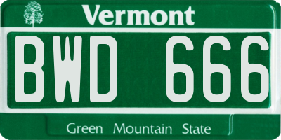 VT license plate BWD666