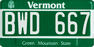 VT license plate BWD667