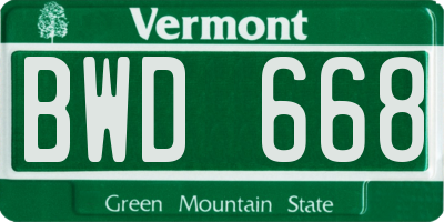 VT license plate BWD668