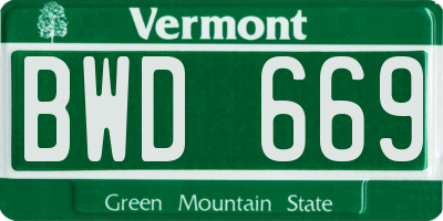VT license plate BWD669