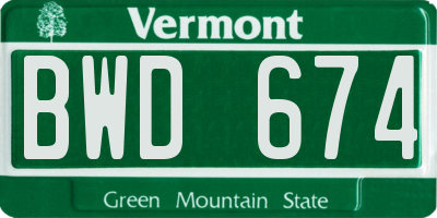 VT license plate BWD674