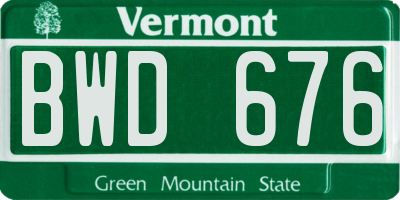 VT license plate BWD676