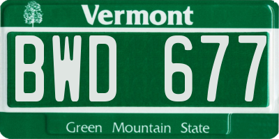 VT license plate BWD677