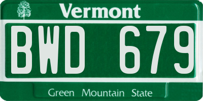 VT license plate BWD679