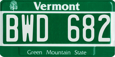VT license plate BWD682