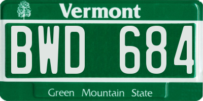 VT license plate BWD684