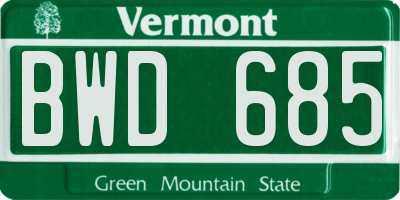 VT license plate BWD685