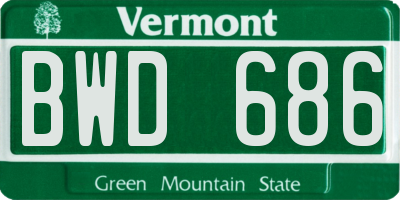 VT license plate BWD686