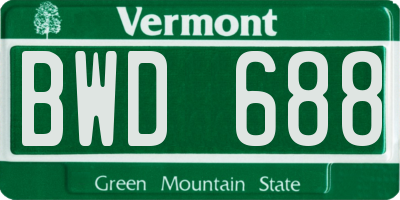 VT license plate BWD688