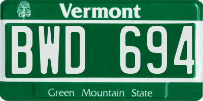 VT license plate BWD694