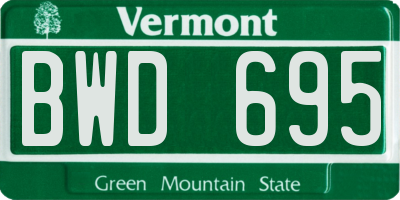 VT license plate BWD695