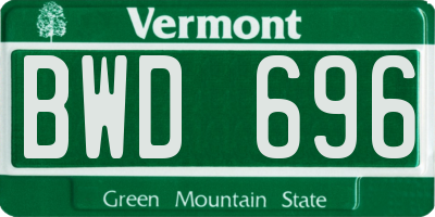 VT license plate BWD696