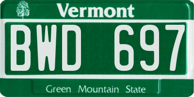 VT license plate BWD697