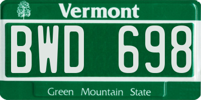 VT license plate BWD698