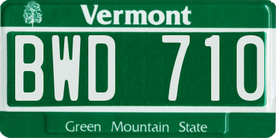 VT license plate BWD710