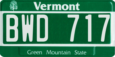 VT license plate BWD717